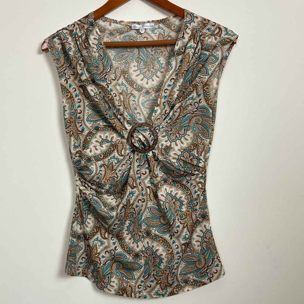 Vintage Y2K Moa Moa Boho Floral Paisley Print Tank Top Size L